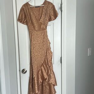 Print silk wrap dress (size medium)